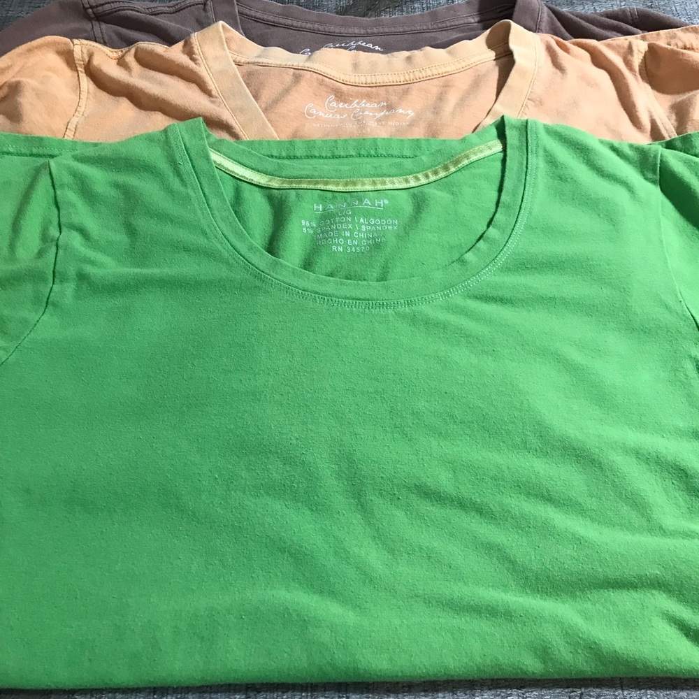 Hannah & Caribbean canvas company lot of 3 T-shirts size Large Preowned stretchy